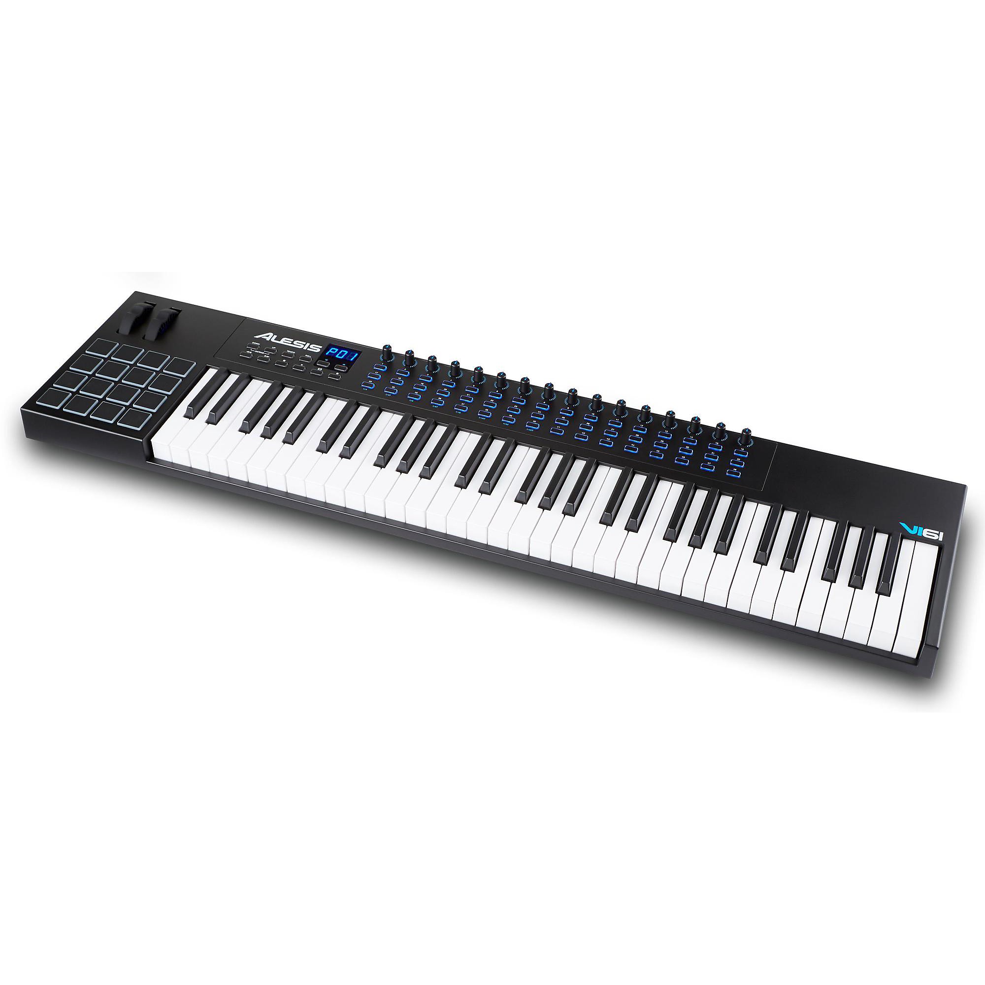 Alesis VI61 - 61 Key USB MIDI Keyboard Controller with 16 Pads, 16  Assignable Knobs, 48 Buttons and 5-Pin MIDI Out Plus Production Software