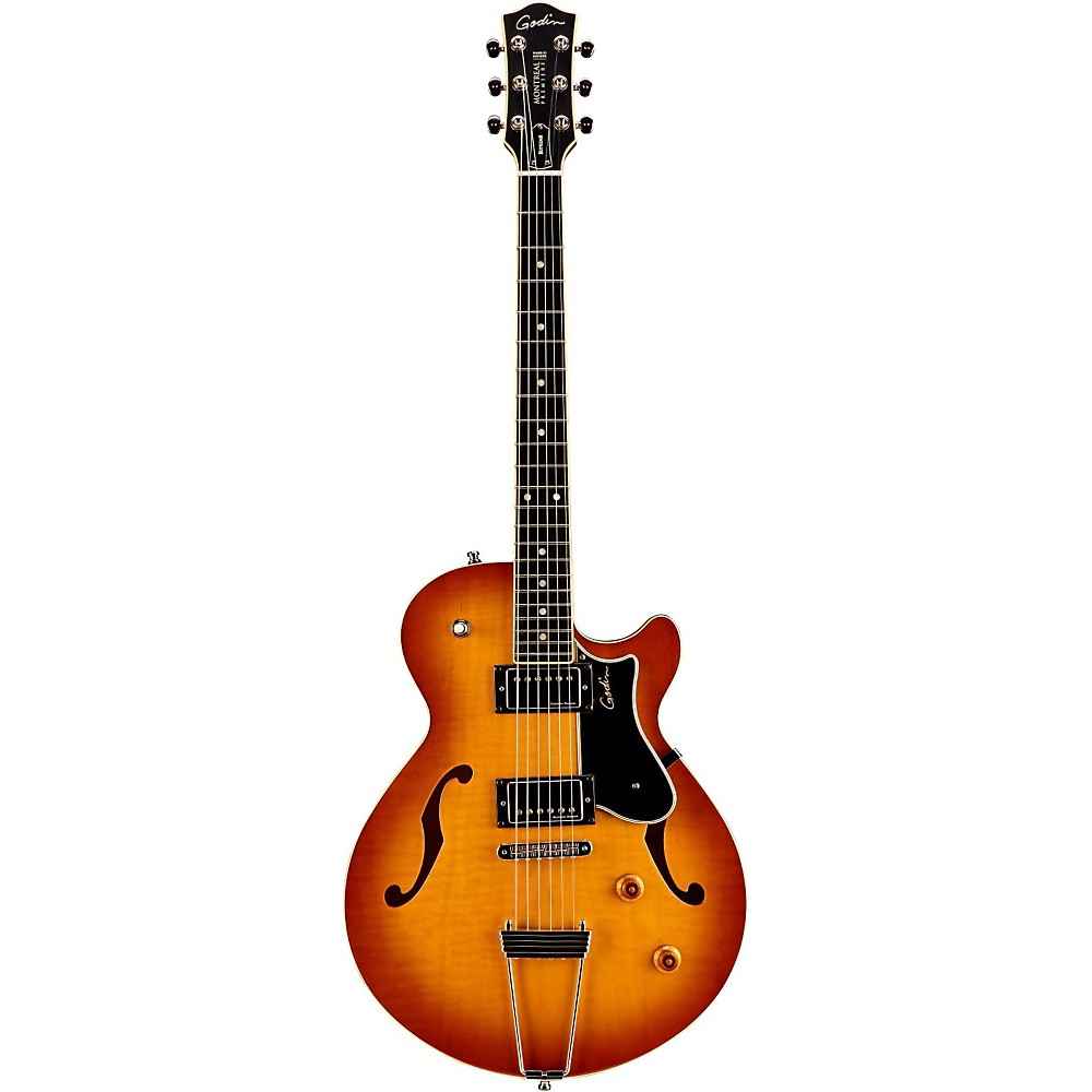 UPC 623501039852 product image for Godin Montreal Premiere Flame Top Deluxe Hollowbody Guitar Lightburst Flame | upcitemdb.com