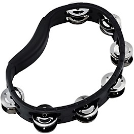 MEINL Handheld Guiro Tambourine with Double Row Steel Jingles Black