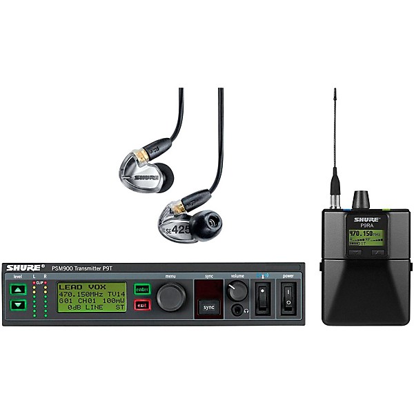 Open Box Shure PSM900 System with P9RA Rechargeable Bodypack Receiver and SE425CL Sound Isolating Earphones Level 1 Band G...