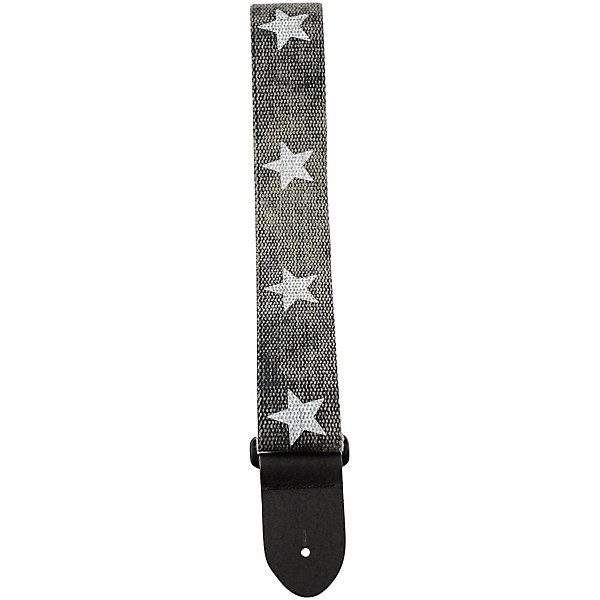 Perri's 2" Cotton Guitar Strap With Leather Ends Printed Stars 2 in.