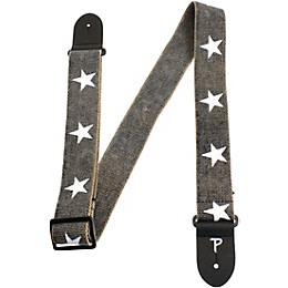 Perri's 2" Cotton Guitar Strap With Leather Ends Printed Stars 2 in.