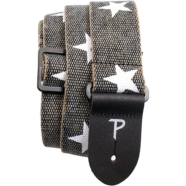 Perri's 2" Cotton Guitar Strap With Leather Ends Printed Stars 2 in.