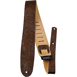 Perri's 2.5" Tooled Western Flower Embossed Leather Guitar Strap Brown