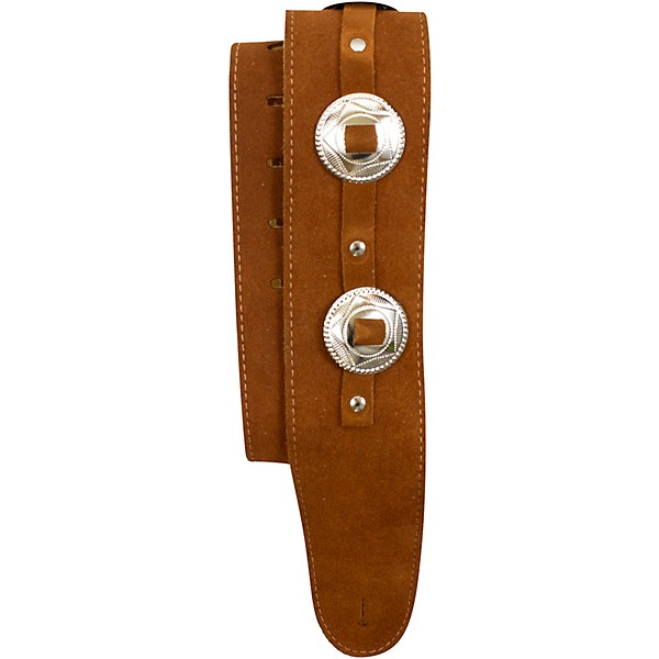 Perri's 2.5" Suede Guitar Strap with Conchos Tobacco