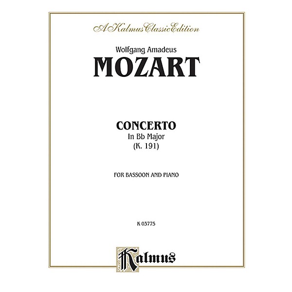 Alfred Bassoon Concerto K. 191 for Bassoon By Wolfgang Amadeus Mozart Book