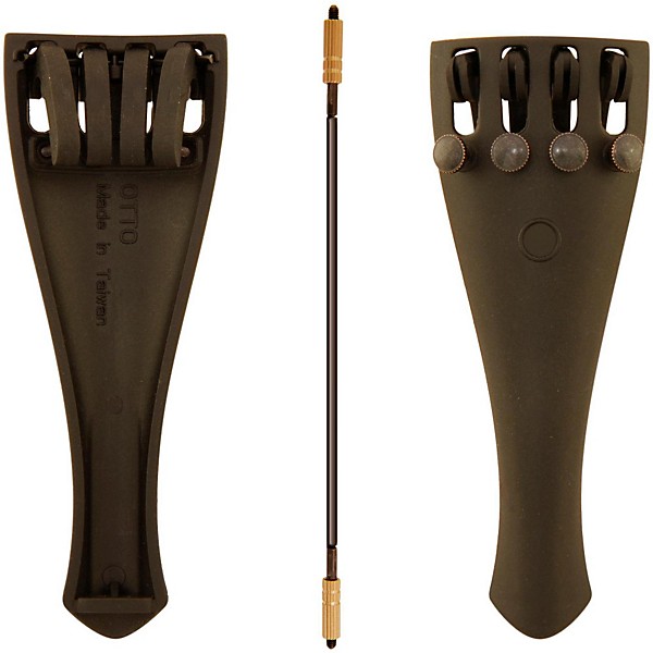 Otto Musica Carbon Composite Viola Tailpiece with Four Built-In Fine Tuners and Braided Steel Tailgut 15-15-1/2-in. Viola