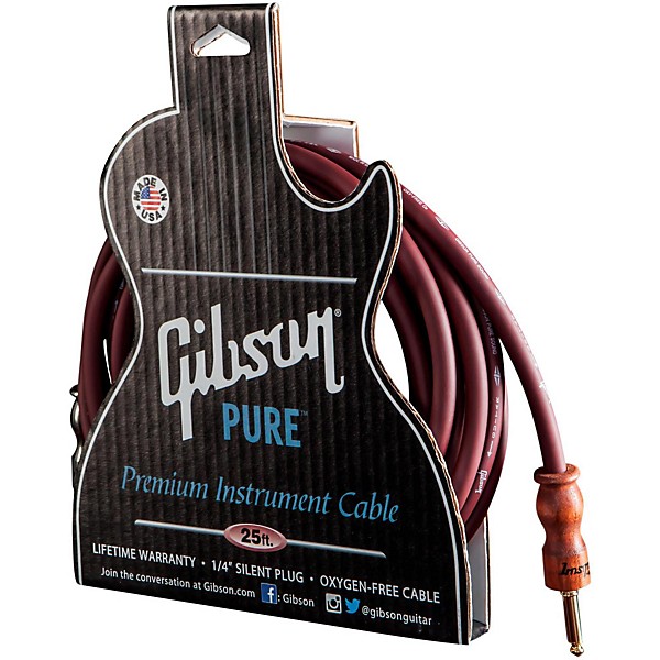 Open Box Gibson Pure Instrument Cable Level 1 Cherry 25 ft.
