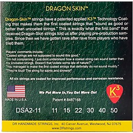 DR Strings Dragon Skin Clear Coated Phosphor Bronze Medium-Light Acoustic Guitar Strings (11-50) 2 Pack