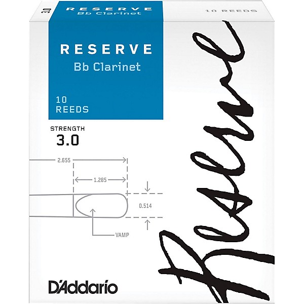 D'Addario Woodwinds Reserve Bb Clarinet Reeds 10-Pack Strength 3