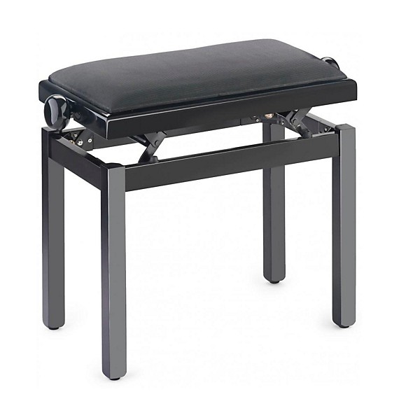 Musician's Gear PB39 Adjustable-Height Piano Bench Black Velvet Top Black Polished Finish