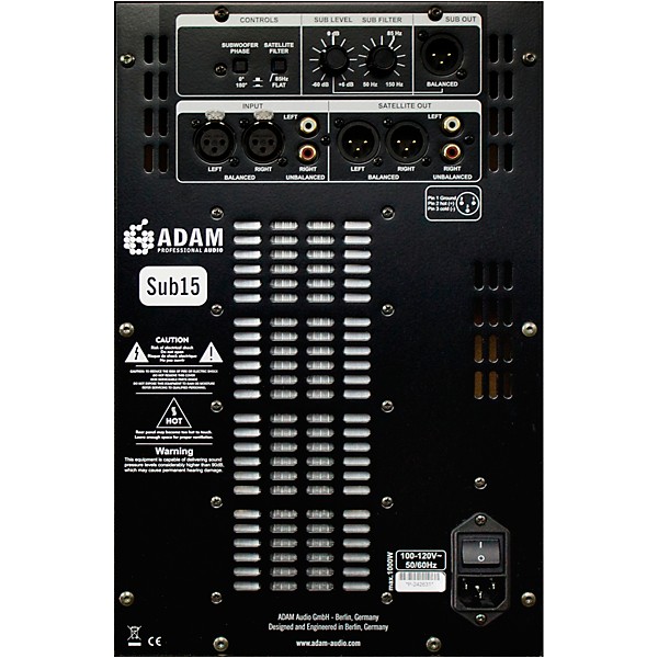 ADAM Audio Sub15 15.5" Powered Studio Subwoofer (Each) 15 in.