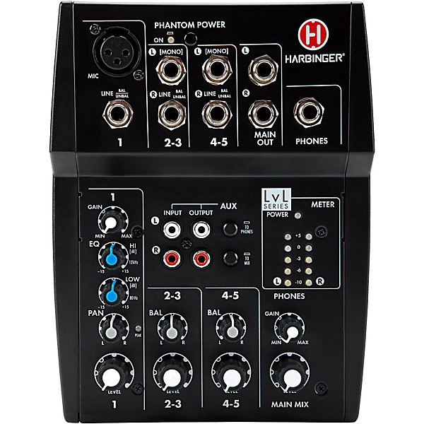 Open Box Harbinger L502 5-Channel Mixer with XLR Mic Preamp Level 1