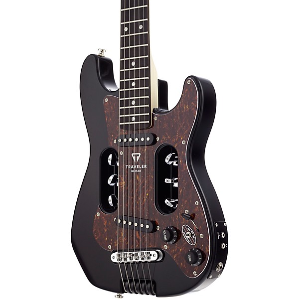 Open Box Traveler Guitar EG-2 Travel Electric Guitar Level 1 Black with Tortoise Pick Guard