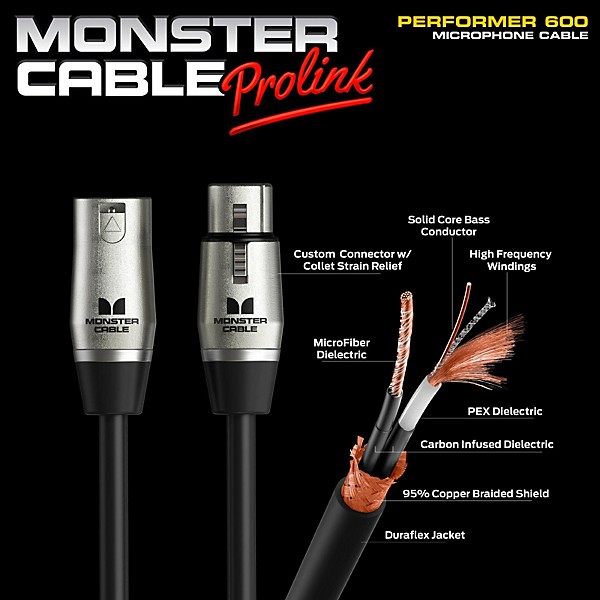 Open Box Monster Cable Performer 600 XLR Microphone Cable Level 1 30 ft.