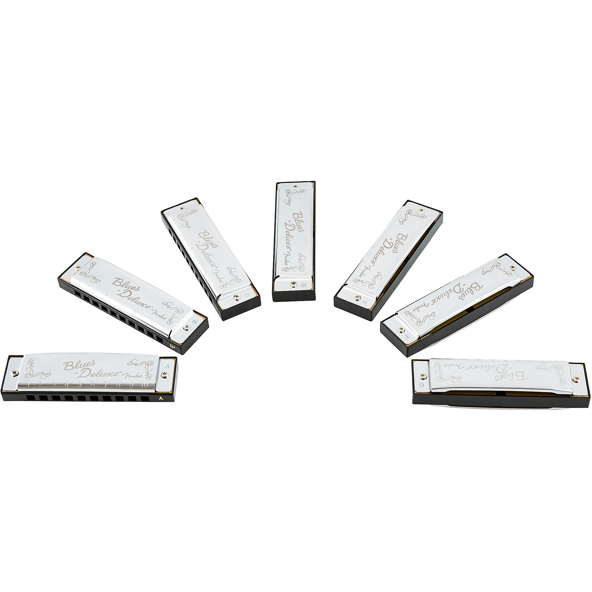 Fender Blues Deluxe Harmonica Set (7-Pack with Case, Keys of C, G