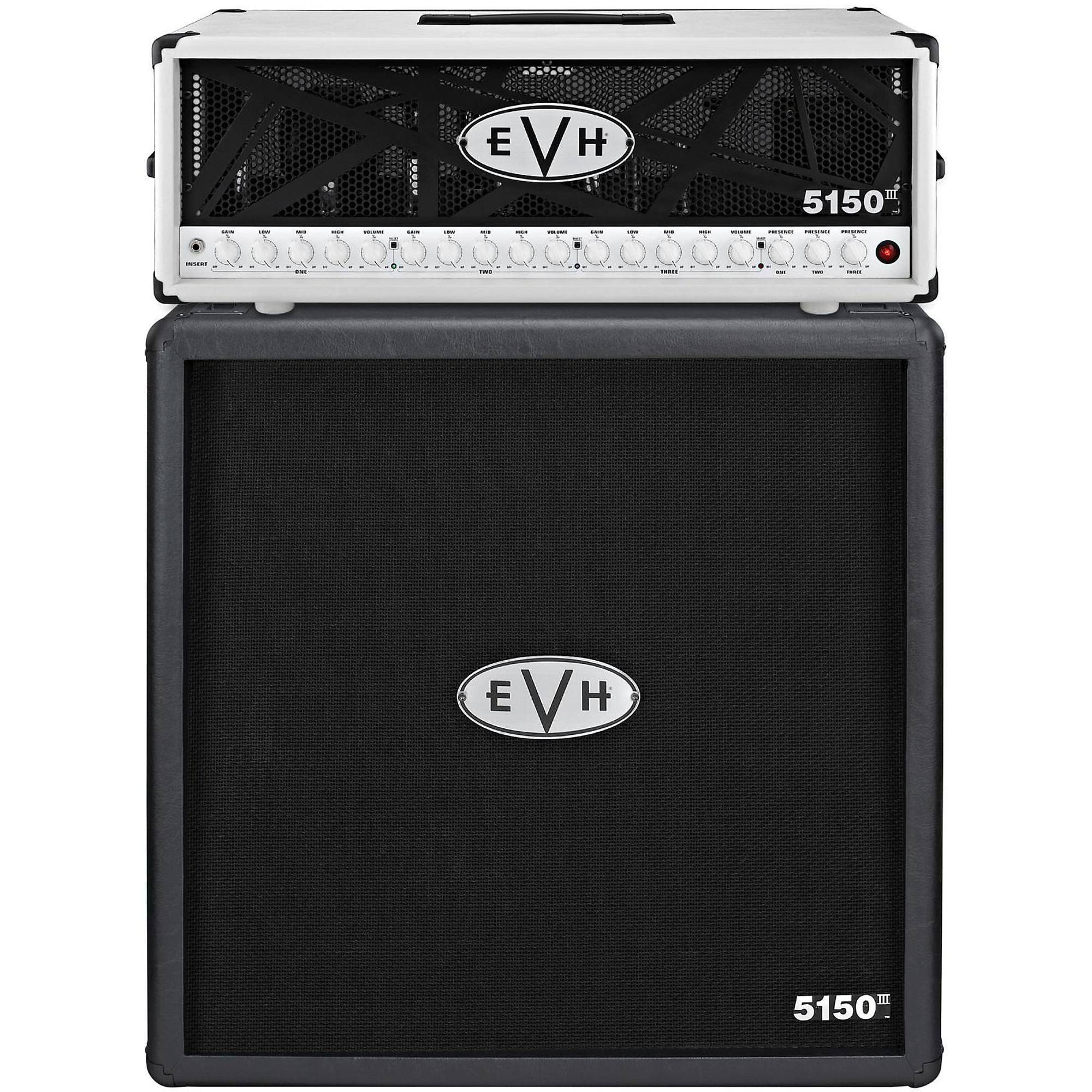 EVH 5150III 100W Guitar Tube Head, Ivory With 5150III 4x12 Guitar Cab, Black