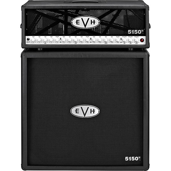 EVH 5150III 100W Guitar Tube Head, Black With 5150III 4x12 Guitar Cab, Black