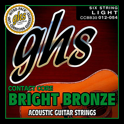 Ghs Contact Core Bright Bronze Light Acoustic Guitar Strings (12-54) for sale