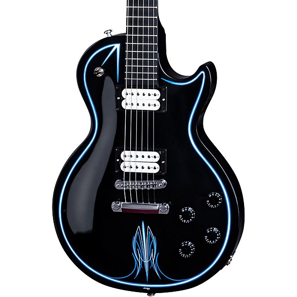 Gibson Les Paul Studio Hot Rod Electric Guitar Ebony with Blue and White Pinstripe