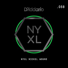 D'Addario NYNW068 NYXL Nickel Wound Electric Guitar Single String, .068
