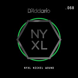 D'Addario NYNW068 NYXL Nickel Wound Electric Guitar Single String, .068