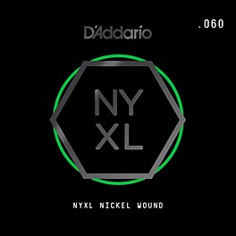 D'Addario NYNW060 NYXL Nickel Wound Electric Guitar Single String, .060