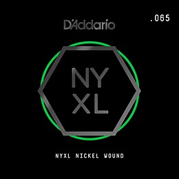 D'Addario NYNW065 NYXL Nickel Wound Electric Guitar Single String, .065