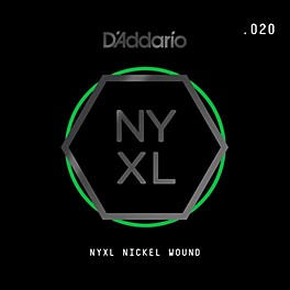 D'Addario NYNW020 NYXL Nickel Wound Electric Guitar Single String, .020