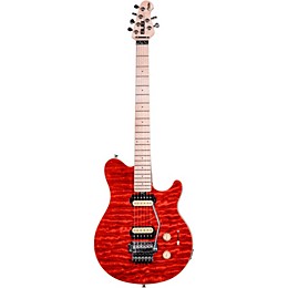 Sterling by Music Man AX4 Sub Series Flame Grain Image Electric Guitar Transparent Red