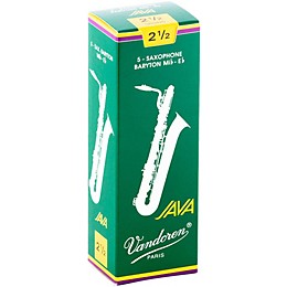 Vandoren JAVA Green Baritone Saxophone Reeds Strength - 2.5, Box of 5