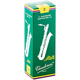 Vandoren JAVA Green Baritone Saxophone Reeds Strength ... Vandoren JAVA Green Baritone Saxophone Reeds Strength - 3, Box of 5