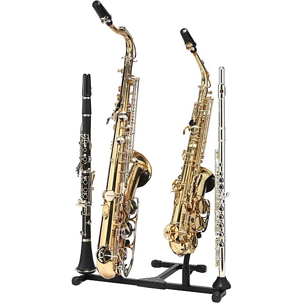 Titan Folding Alto and Tenor Double Saxophone Stand With Double Flute or Double Clarinet Peg