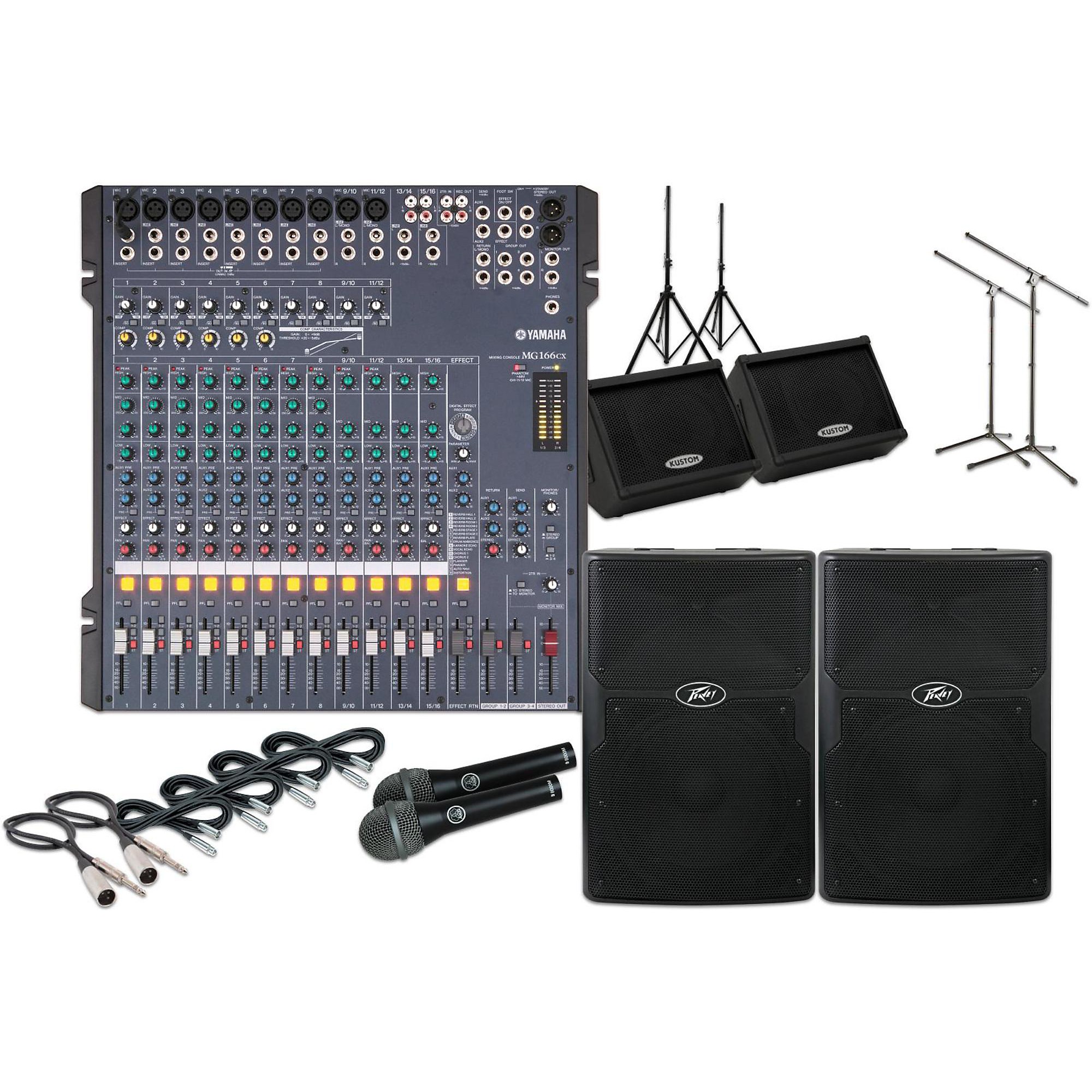 Yamaha MG166CX with PVXp 12 PA Package with Monitors | Guitar Center