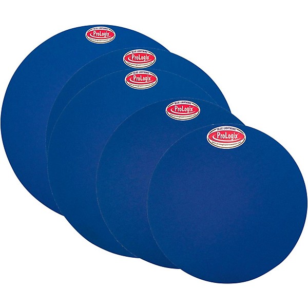 ProLogix Percussion Set of Drum Mutes 10, 12, 14, 14, 16 in. Blue Lightning Series