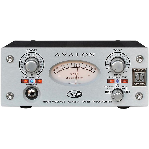 Avalon V5 Pure Class A Mono Mic-Line Pre-Re-Amp & DI Silver