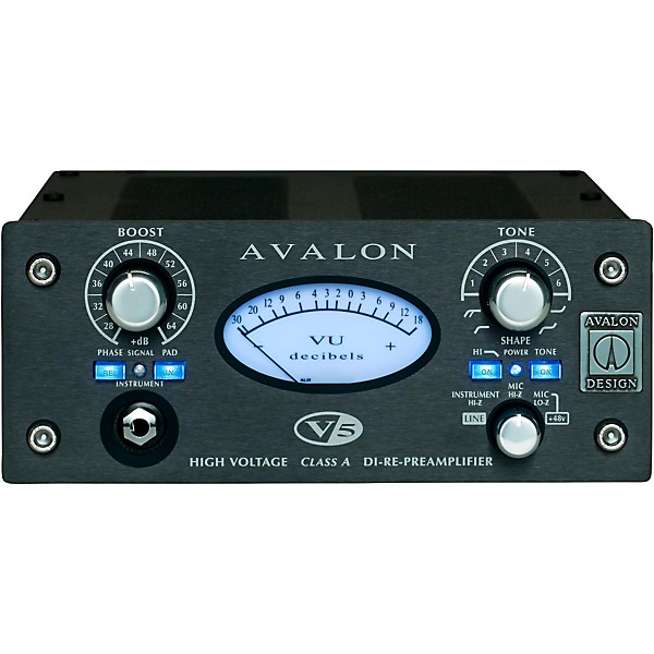 Open Box Avalon V5 Pure Class A Mono Mic-Line Pre-Re-Amp & DI Level 1 Black