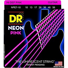 DR Strings Hi-Def NEON Pink Coated Medium 7-String Electric Guitar Strings (10-56) Neon Pink