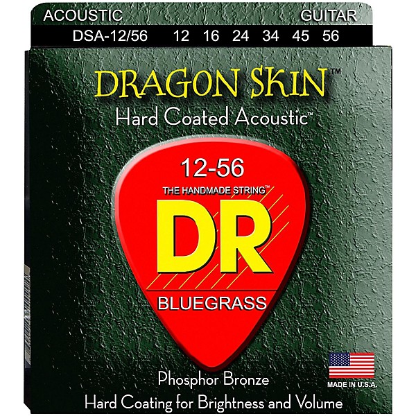DR Strings Dragon Skin Clear Coated Acoustic Bluegrass Guitar Strings (12-56)