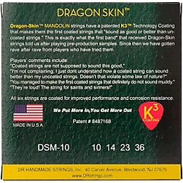 DR Strings Dragon Skin Clear Coated Mandolin Strings (10-14-24-36)