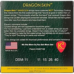 DR Strings Dragon Skin Clear Coated Mandolin Strings (11-15-26-40)