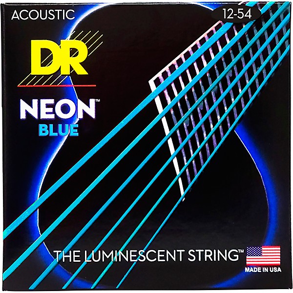 DR Strings Hi-Def NEON Blue Coated Medium Acoustic Guitar Strings (12-54)