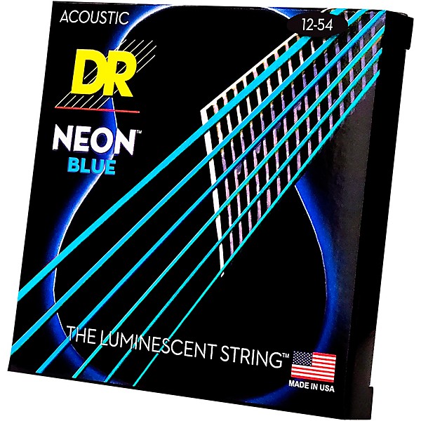 DR Strings Hi-Def NEON Blue Coated Medium Acoustic Guitar Strings (12-54)