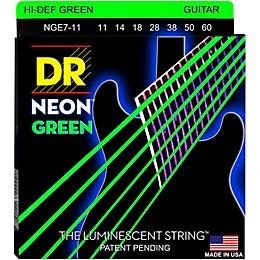 DR Strings Hi-Def NEON Green Coated Heavy 7-String Electric Guitar Strings (11-60)