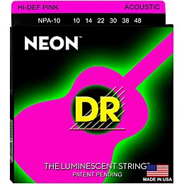 DR Strings Hi-Def NEON Pink Coated Acoustic Guitar Strings Lite (10-48)
