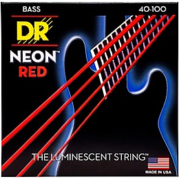 DR Strings Hi-Def NEON Red Coated Lite Bass Strings (40-100)