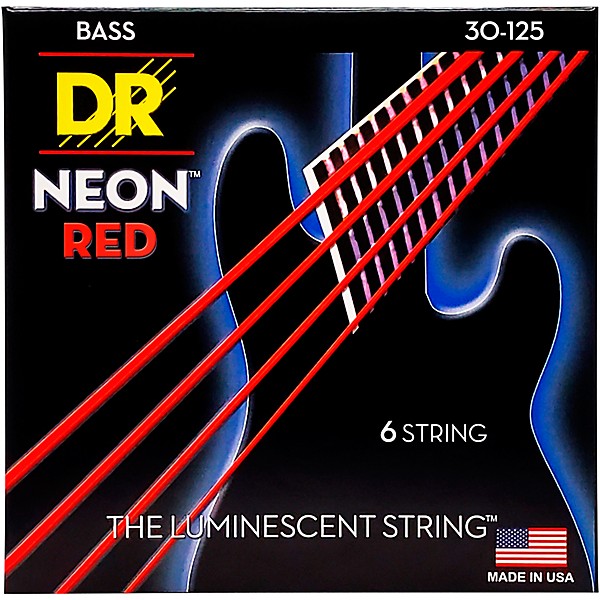 Clearance DR Strings Hi-Def NEON Red Coated Medium 6-String Bass Strings (30-125)