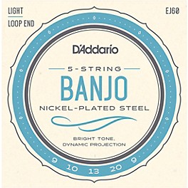 D'Addario EJ60 Nickel 5-String Light Banjo Strings (9-20)