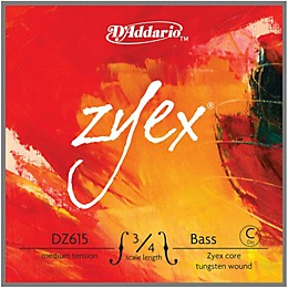 D'Addario Zyex Series Double Bass Low C (Extended E) String 3/4 Size Medium