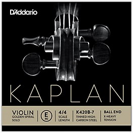 D'Addario Kaplan Gold... D'Addario Kaplan Golden Spiral Solo Series Violin E String 4/4 Size Solid Steel Extra Heavy Ball End